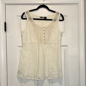 Eddie Bauer Cream Lace Button Tank Top size large
